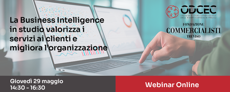 Evento BI e Sistemi con pc, loghi e titolo dell'evento