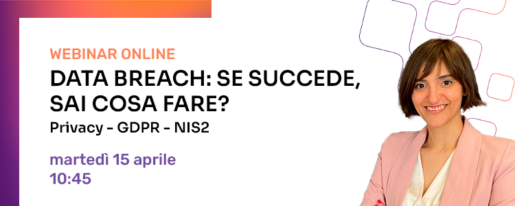 Immagine con titolo, data e orario del webinar e l'immagine della relartice Giulia Pisanelli